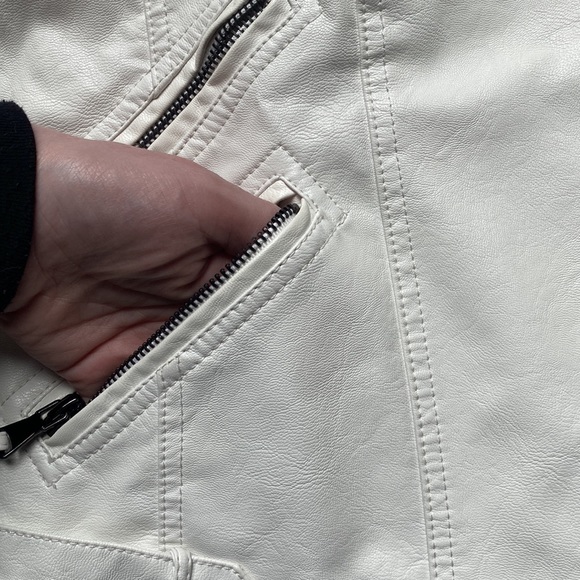 👽[ Apperloth ] White Zipper Motorcycle Jacket - Picture 9 of 14